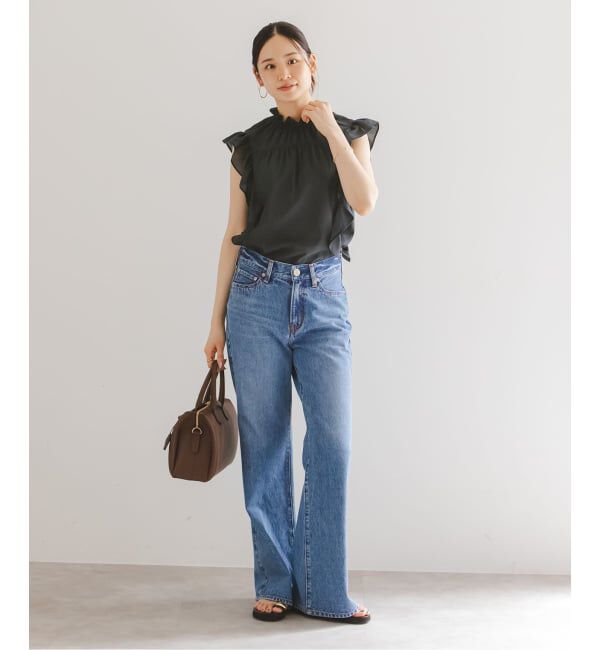 NOBLE「《WEB&一部店舗限定・追加予約》シャーリングフリルノースリブラウス」|シャツ・ブラウス|