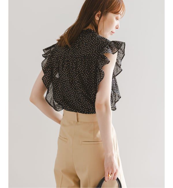 NOBLE「《WEB&一部店舗限定・追加予約》シャーリングフリルノースリブラウス」|シャツ・ブラウス|