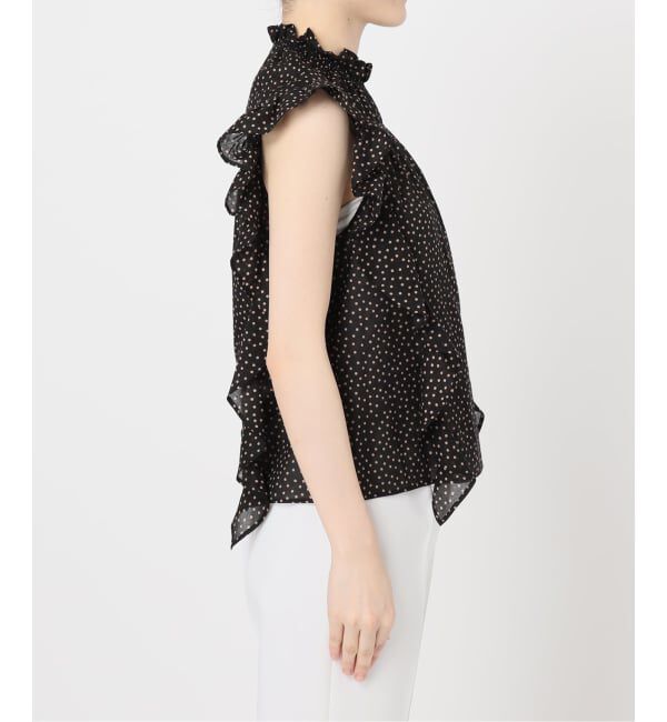 NOBLE「《WEB&一部店舗限定・追加予約》シャーリングフリルノースリブラウス」|シャツ・ブラウス|