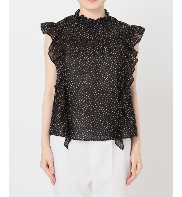 NOBLE「《WEB&一部店舗限定・追加予約》シャーリングフリルノースリブラウス」|シャツ・ブラウス|