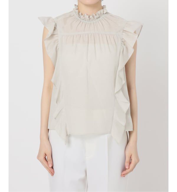 NOBLE「《WEB&一部店舗限定・追加予約》シャーリングフリルノースリブラウス」|シャツ・ブラウス|