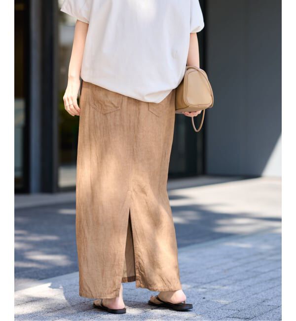 FRAMeWORK「≪予約≫レーヨンリネンピグメントタイトスカート」|スカート|