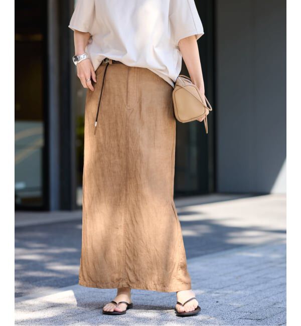 FRAMeWORK「≪予約≫レーヨンリネンピグメントタイトスカート」|スカート|ベージュ