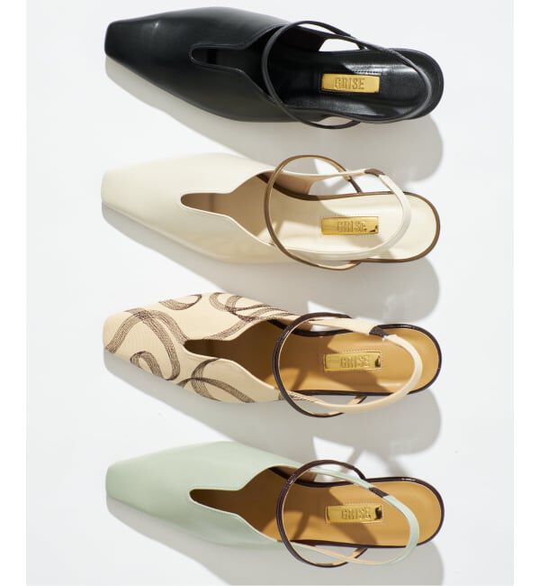 GRISE「《追加》GRISE4cmナロースクエアウェーブスリングバック」|パンプス|