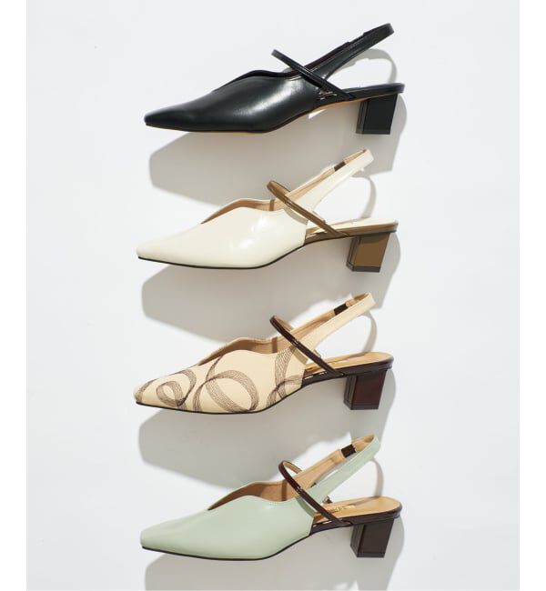 GRISE「《追加》GRISE4cmナロースクエアウェーブスリングバック」|パンプス|