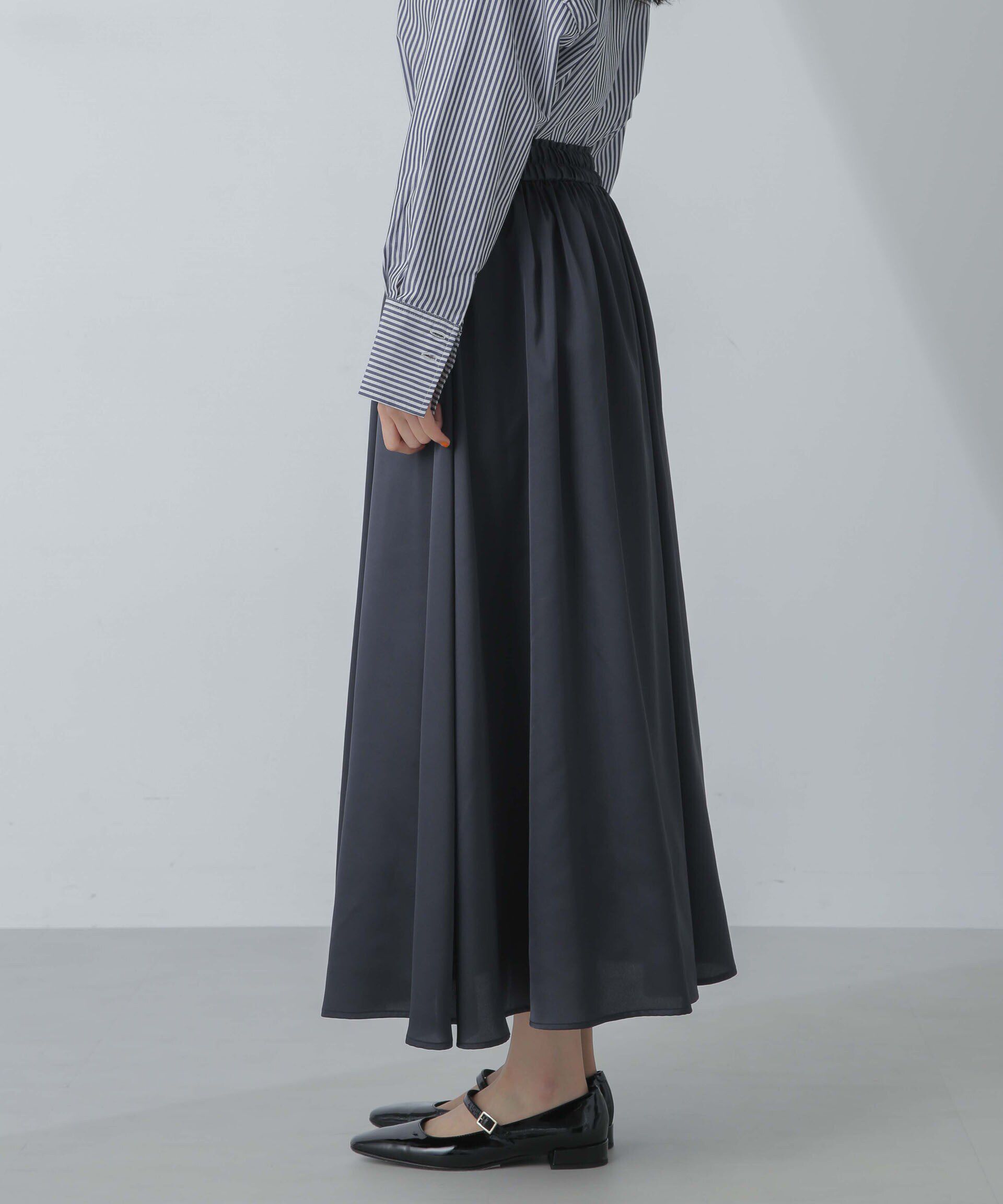 nano･universe「サテンギャザースカート(セットアップ可) 」|スカート|