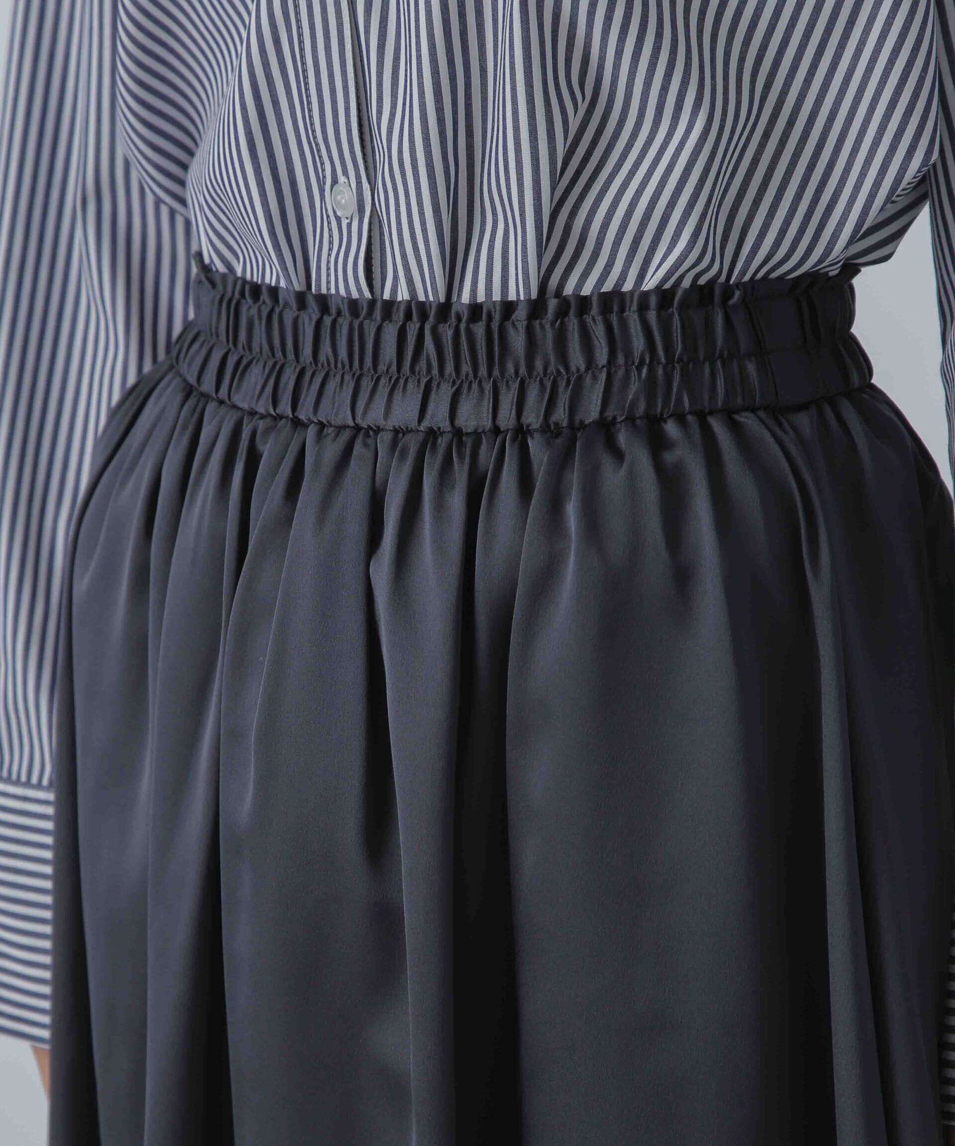 nano･universe「サテンギャザースカート(セットアップ可) 」|スカート|