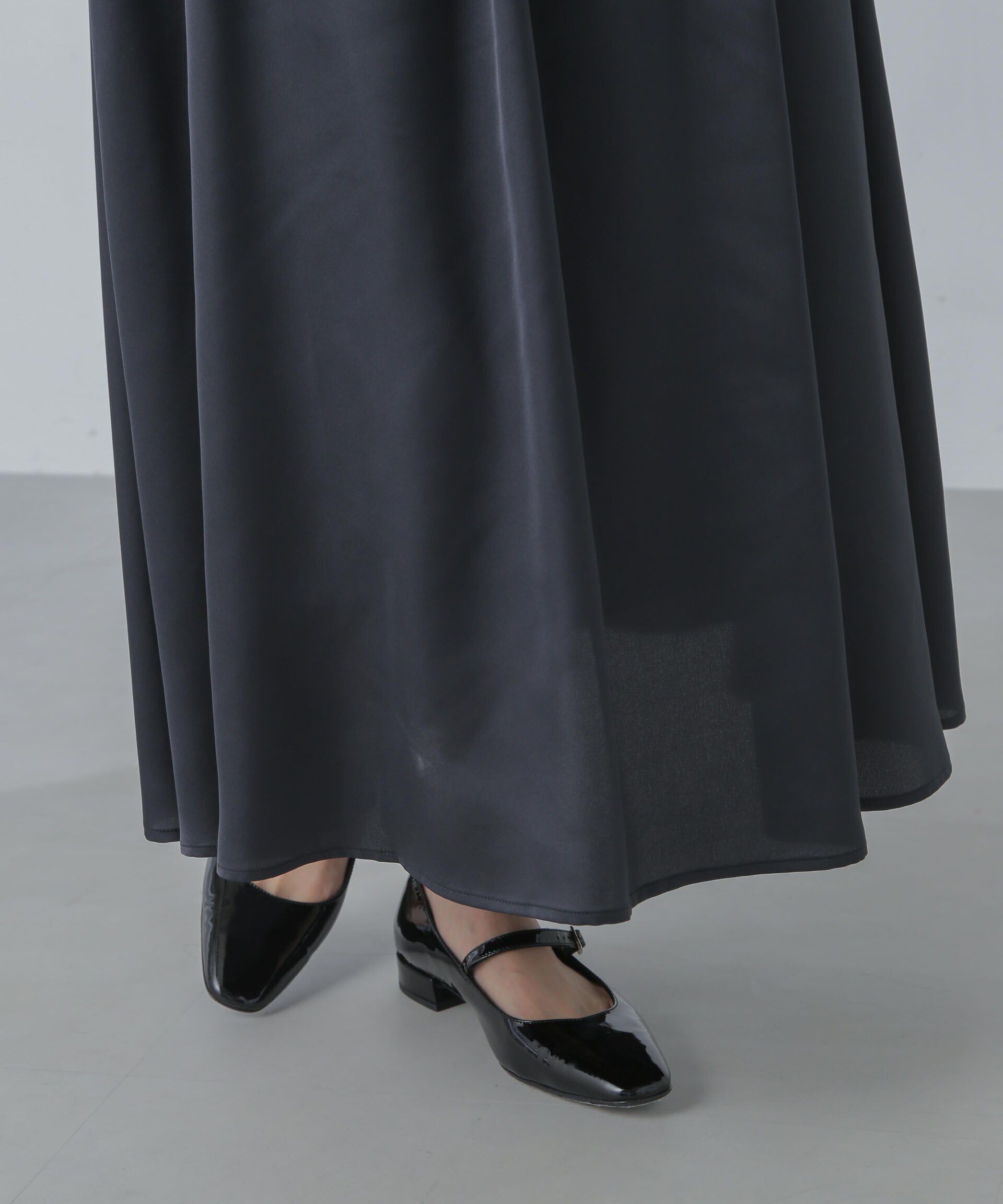 nano･universe「サテンギャザースカート(セットアップ可) 」|スカート|