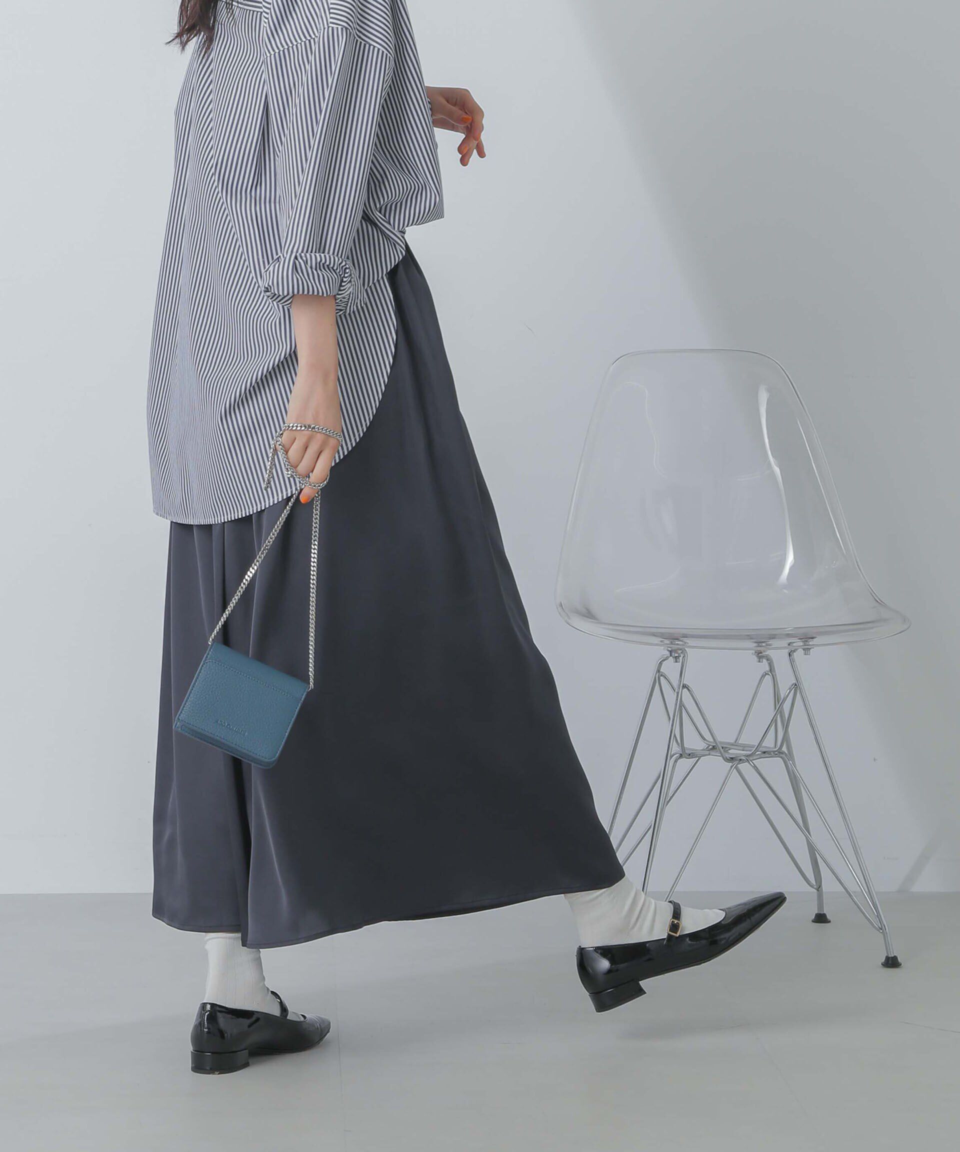 nano･universe「サテンギャザースカート(セットアップ可) 」|スカート|