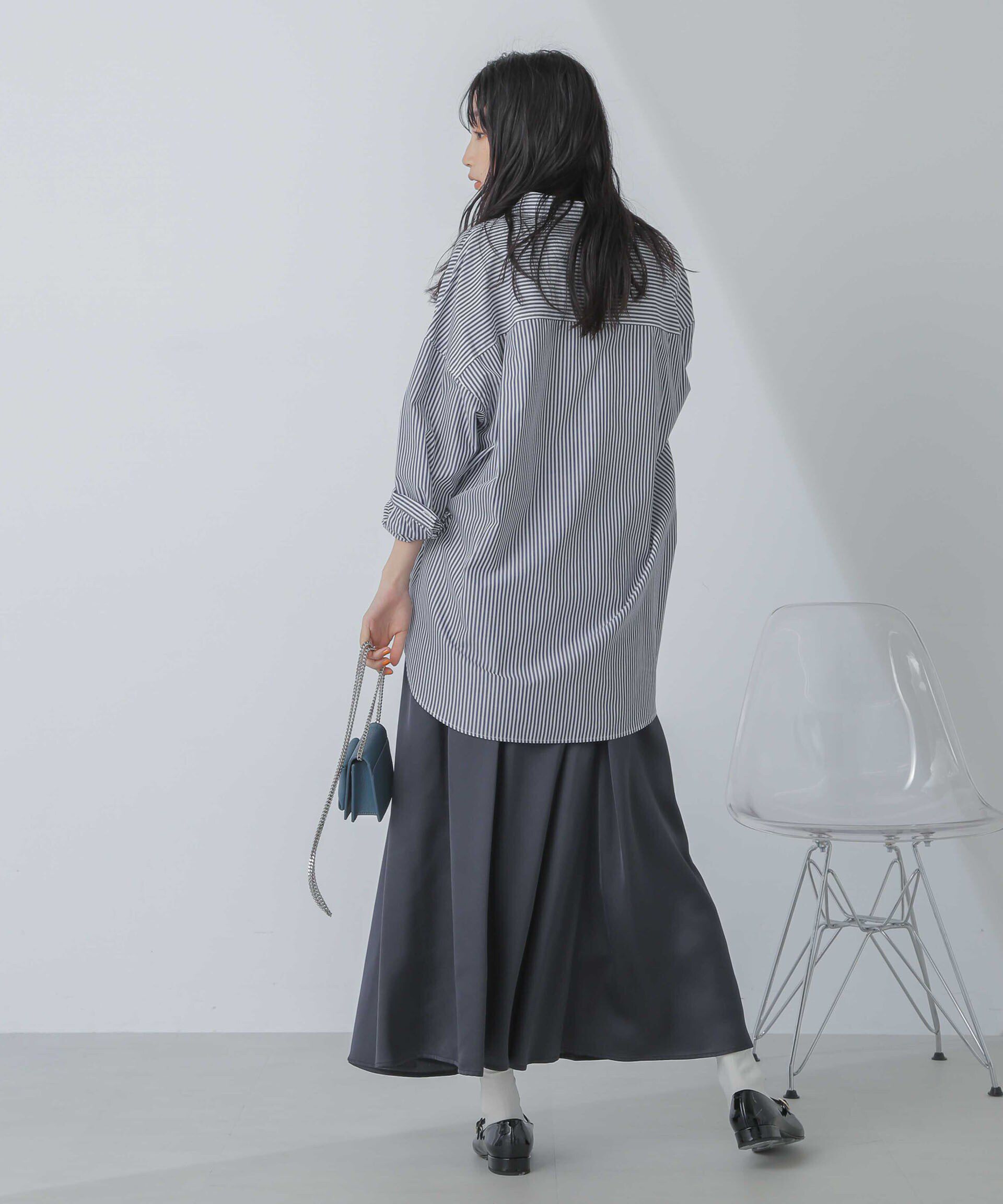 nano･universe「サテンギャザースカート(セットアップ可) 」|スカート|