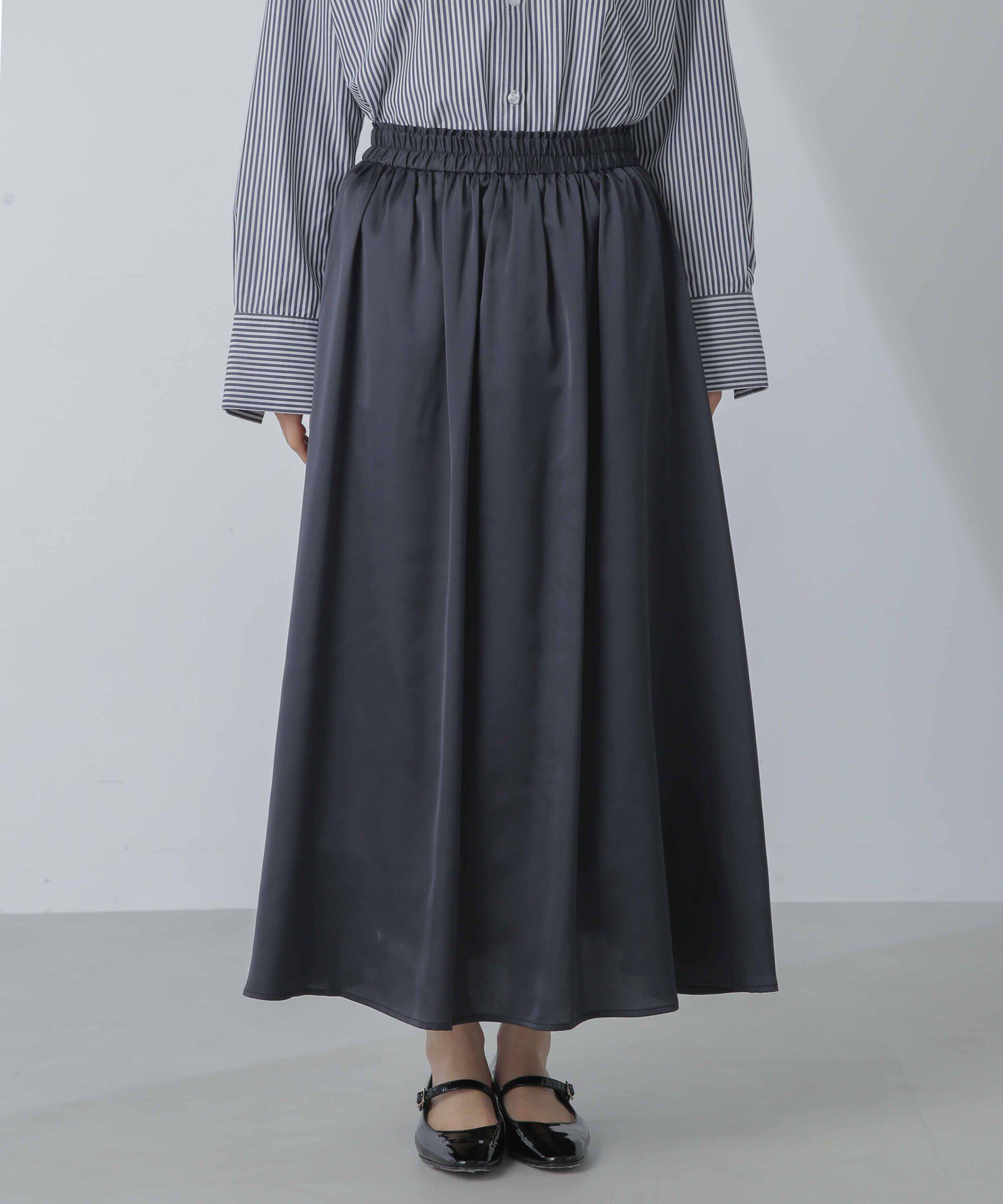 nano･universe「サテンギャザースカート(セットアップ可) 」|スカート|