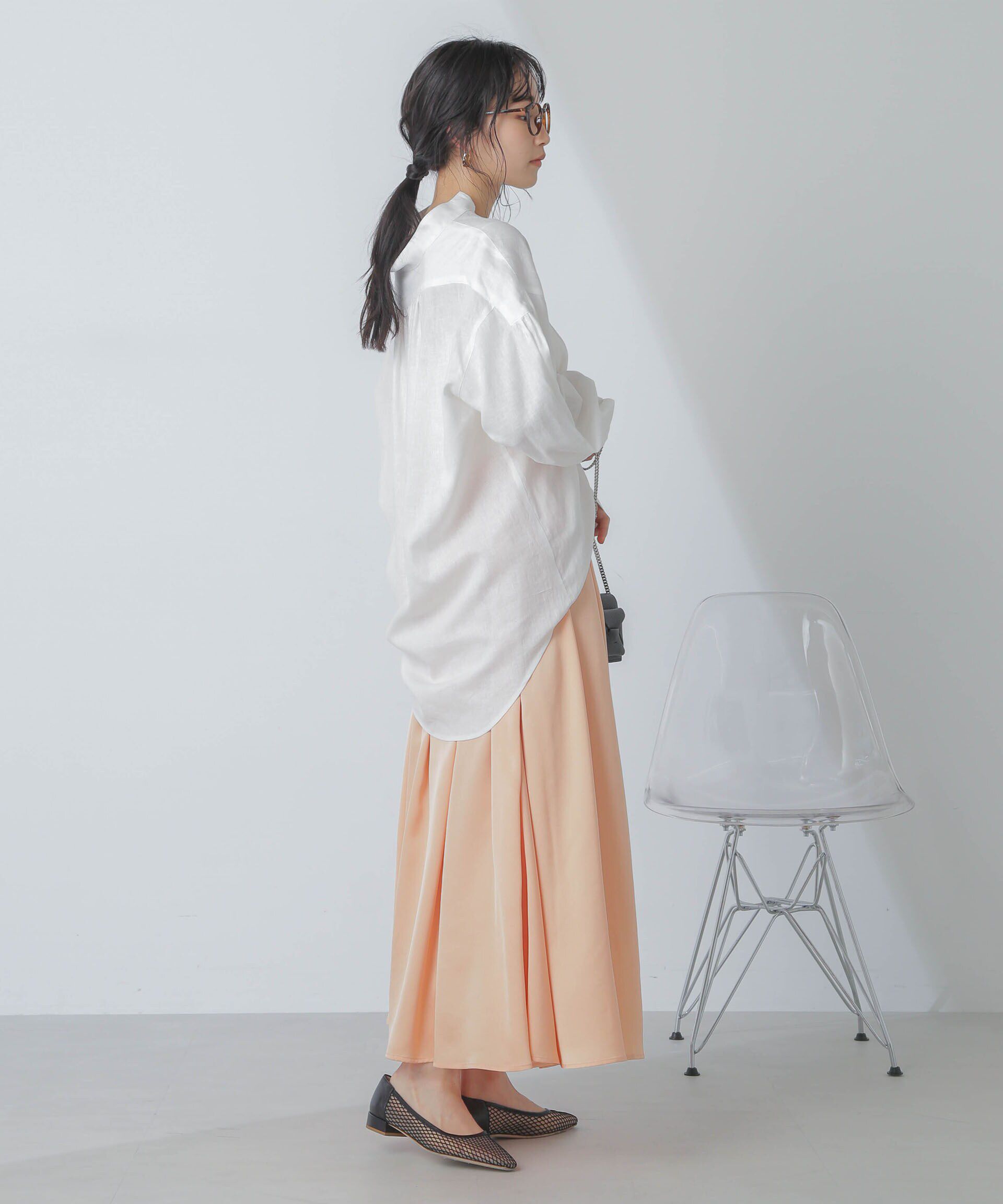 nano･universe「サテンギャザースカート(セットアップ可) 」|スカート|