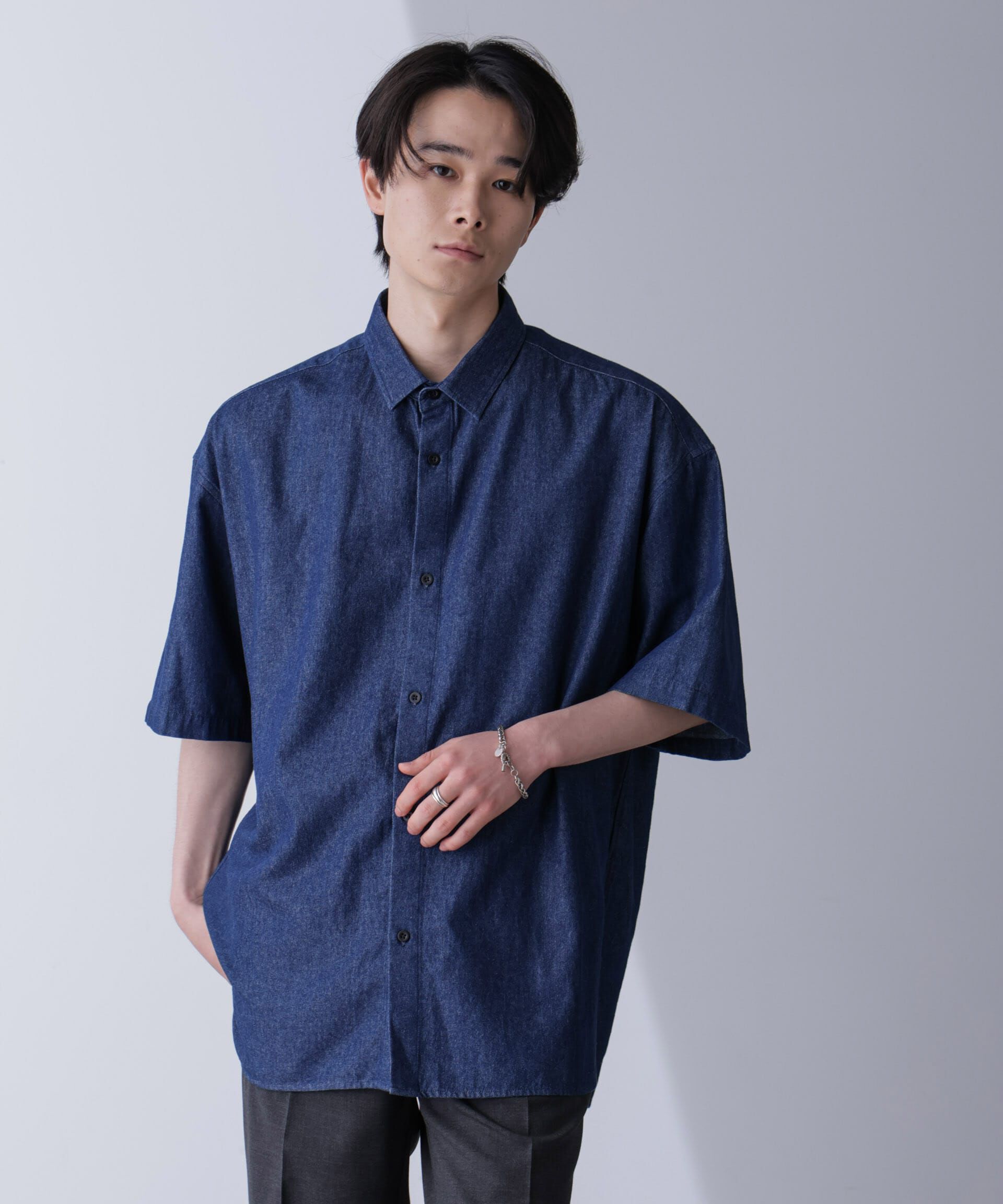 nano･universe「ライトデニムリラックスシャツ 半袖」|シャツ・ブラウス|