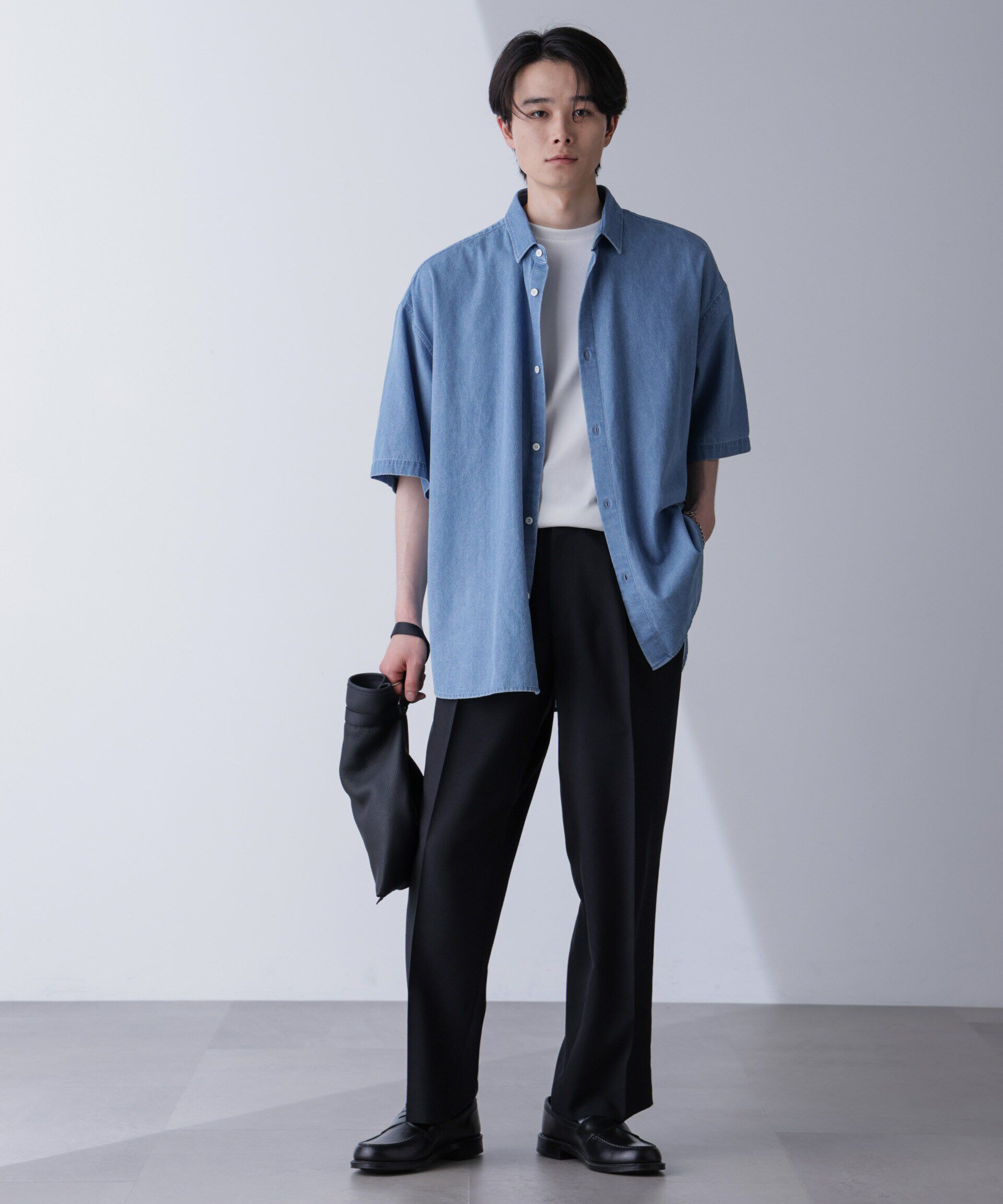 nano･universe「ライトデニムリラックスシャツ 半袖」|シャツ・ブラウス|