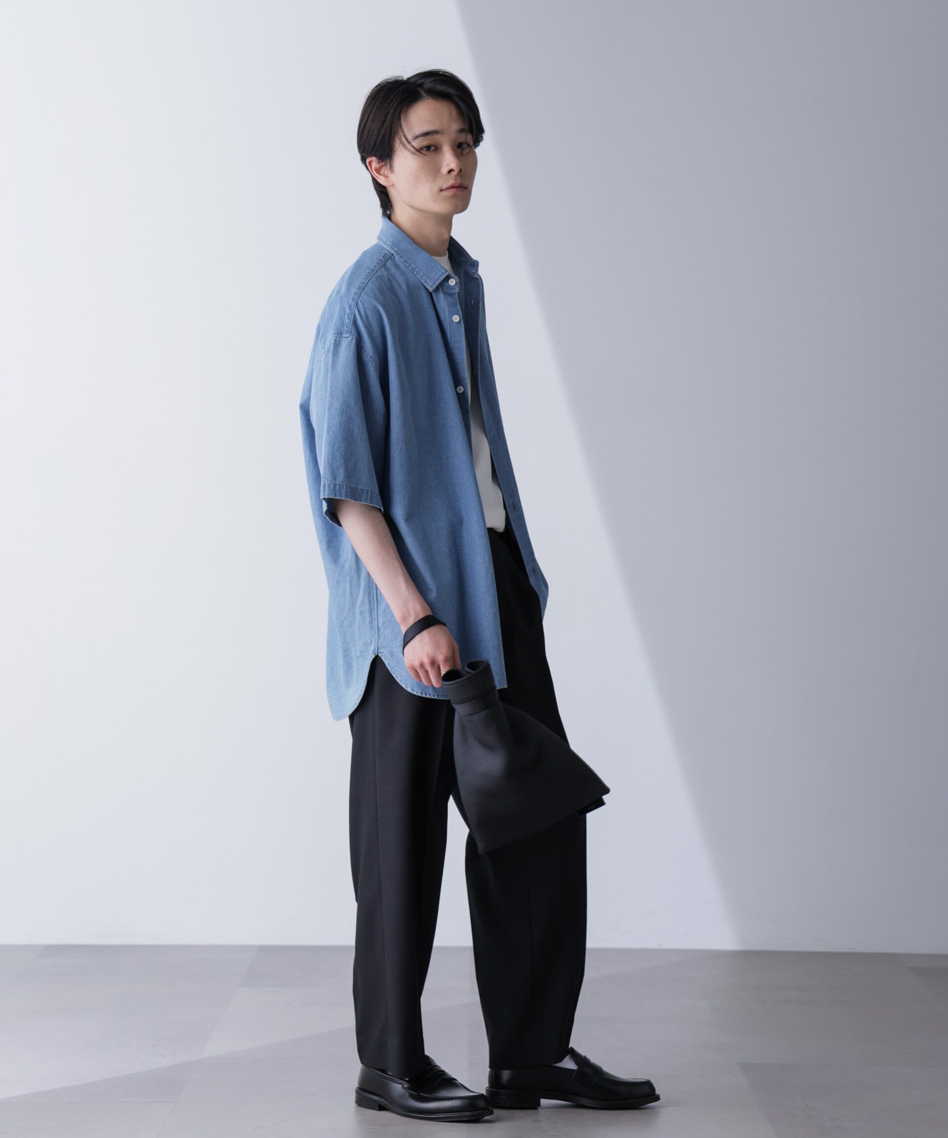nano･universe「ライトデニムリラックスシャツ 半袖」|シャツ・ブラウス|