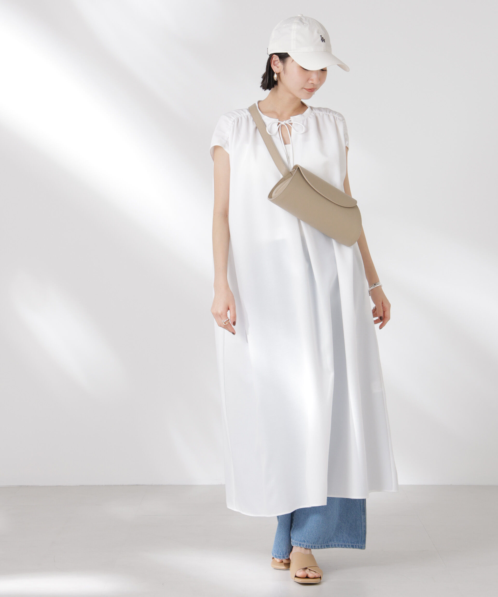 nano･universe「ギャザーショルダーフレアワンピース」|ワンピース|