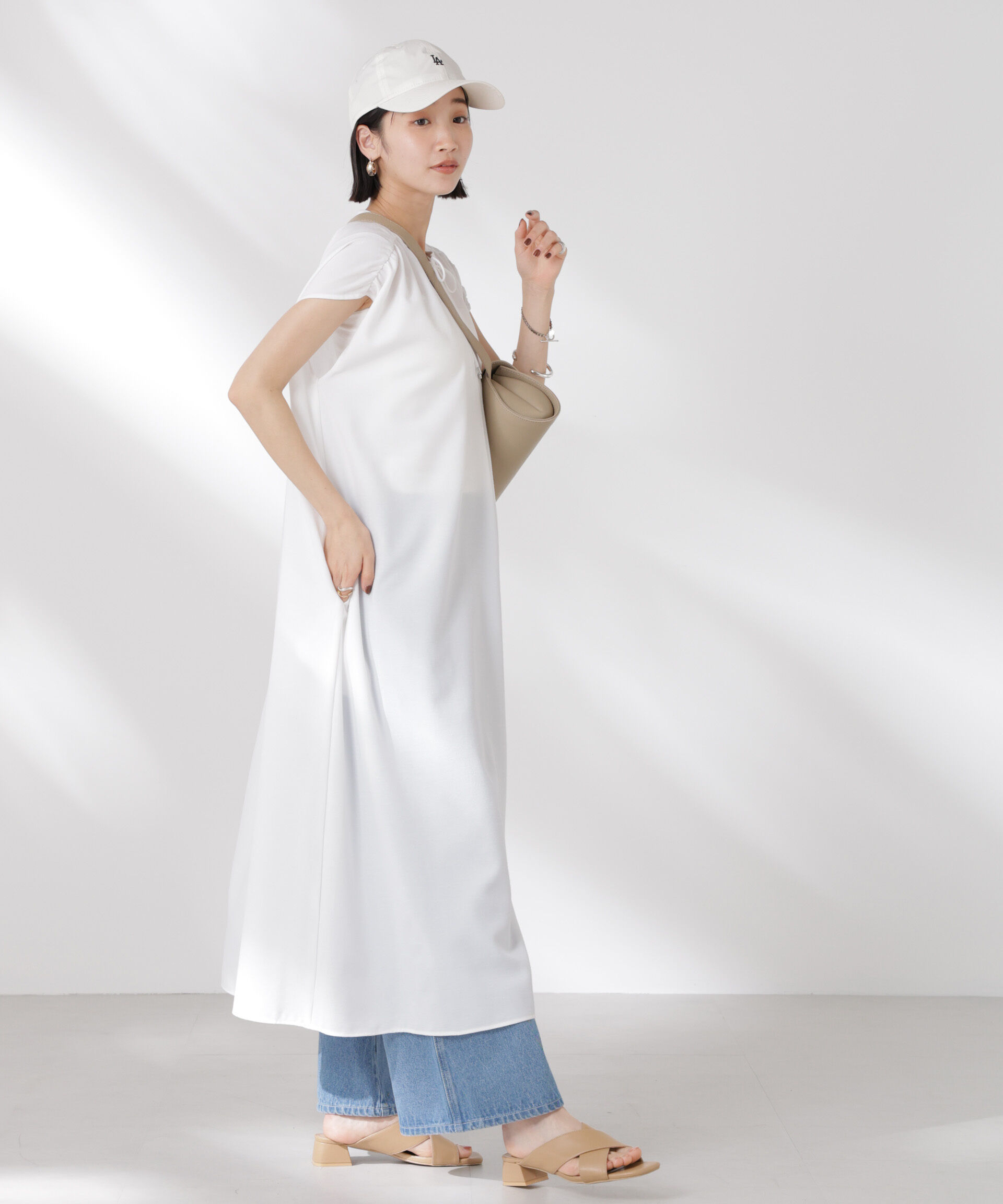 nano･universe「ギャザーショルダーフレアワンピース」|ワンピース|