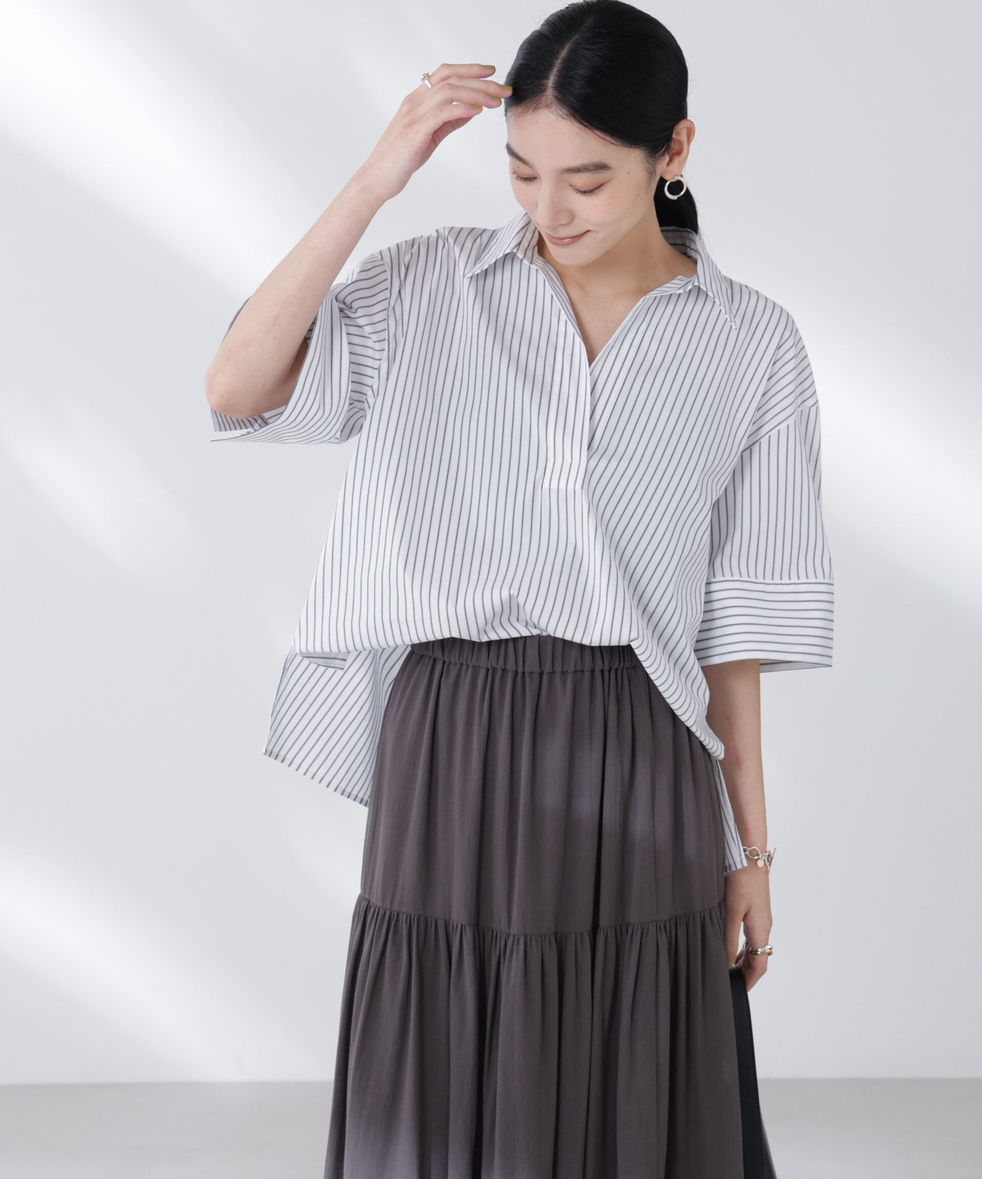 nano･universe「ワイドスリーブスキッパーシャツ」|シャツ・ブラウス|