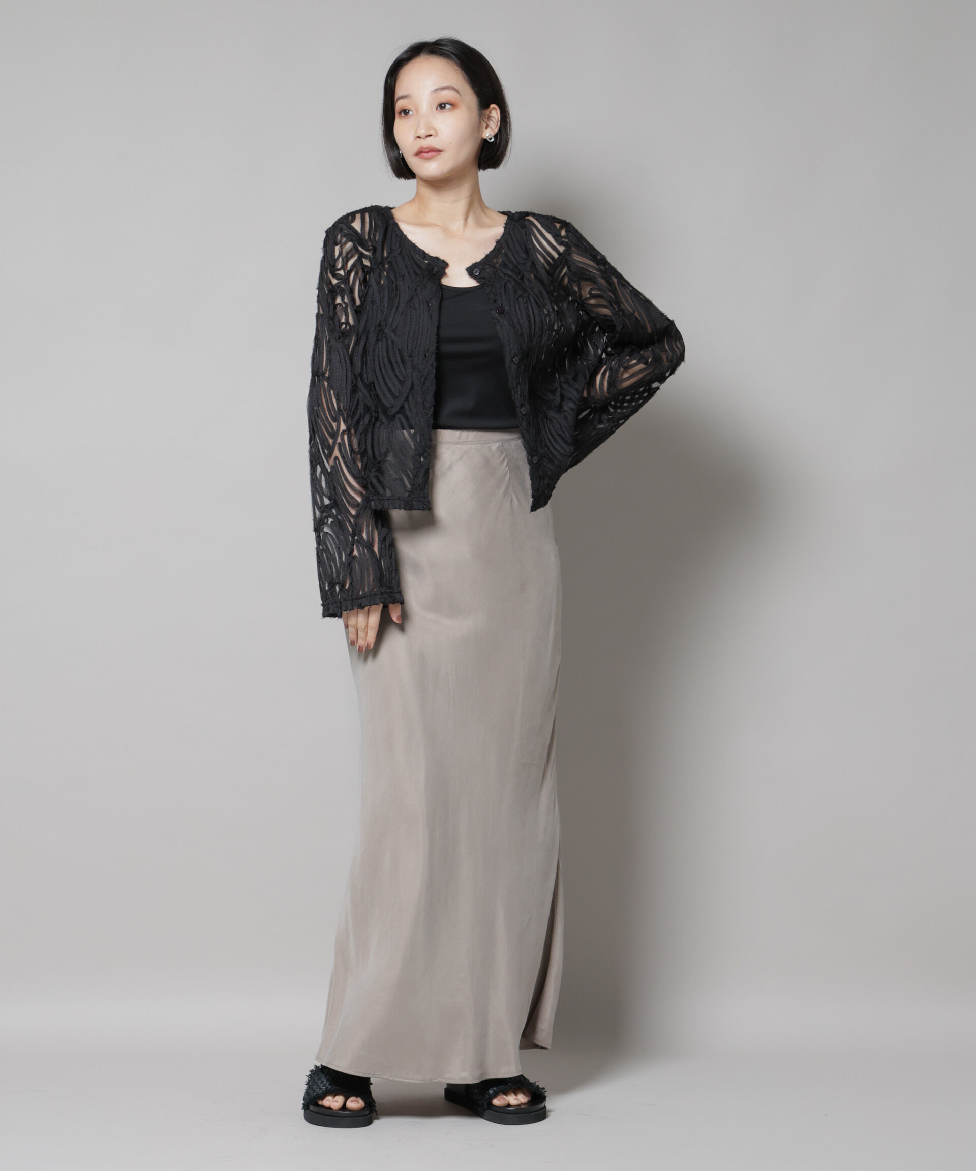 nano･universe「テープ刺繍チュール前後2wayカーディガン(セットアップ可)」|シャツ・ブラウス|