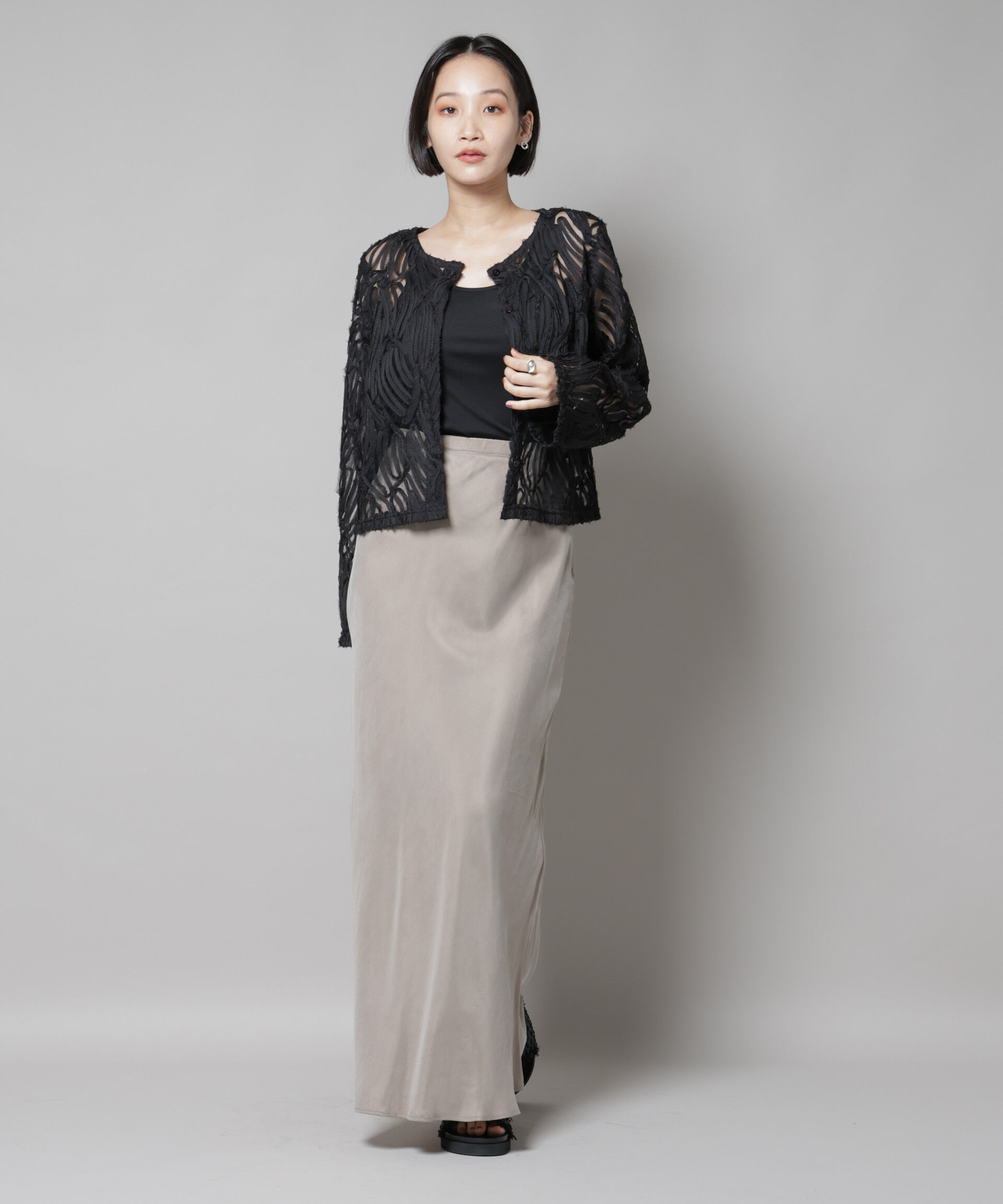 nano･universe「テープ刺繍チュール前後2wayカーディガン(セットアップ可)」|シャツ・ブラウス|