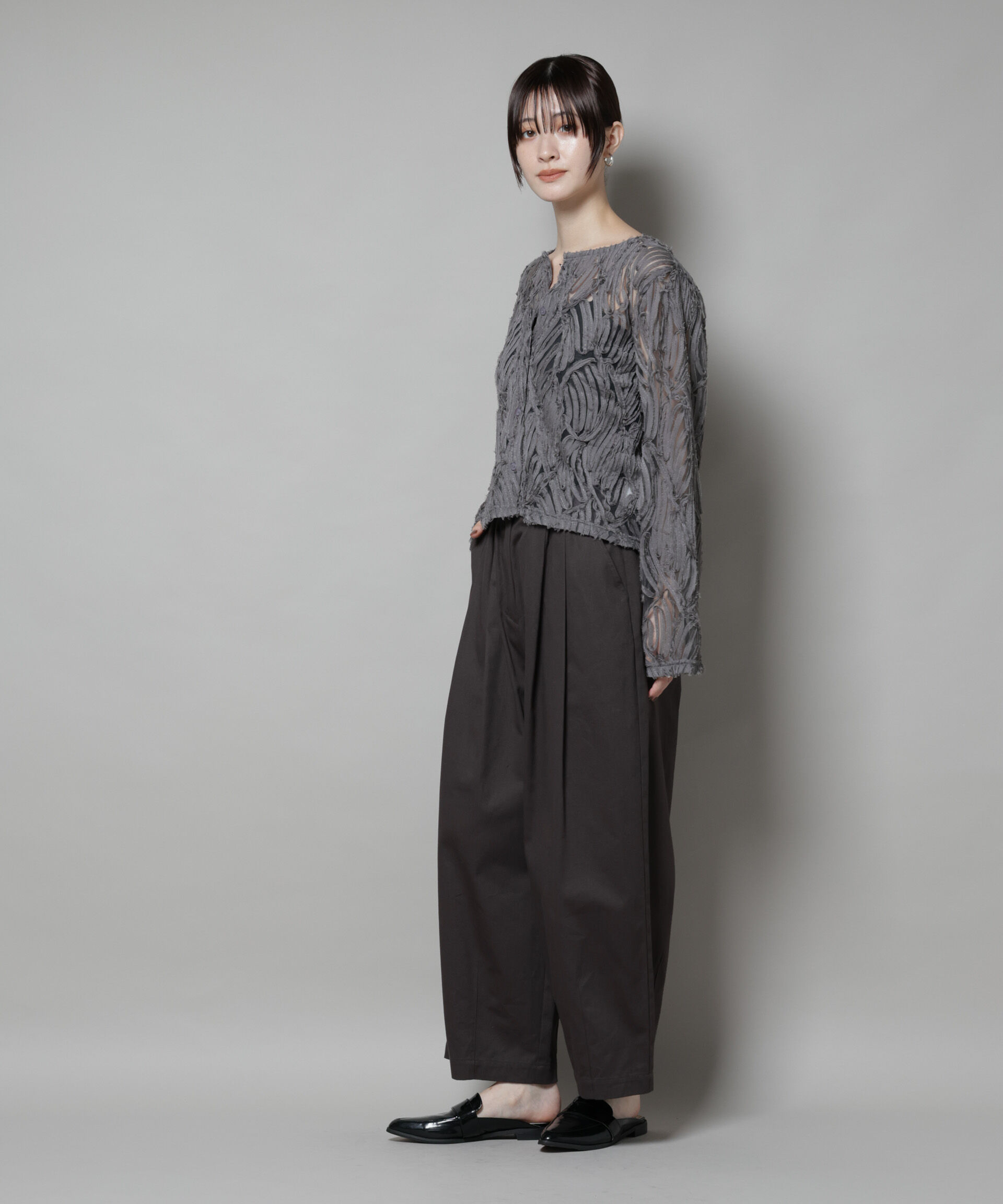 nano･universe「テープ刺繍チュール前後2wayカーディガン(セットアップ可)」|シャツ・ブラウス|