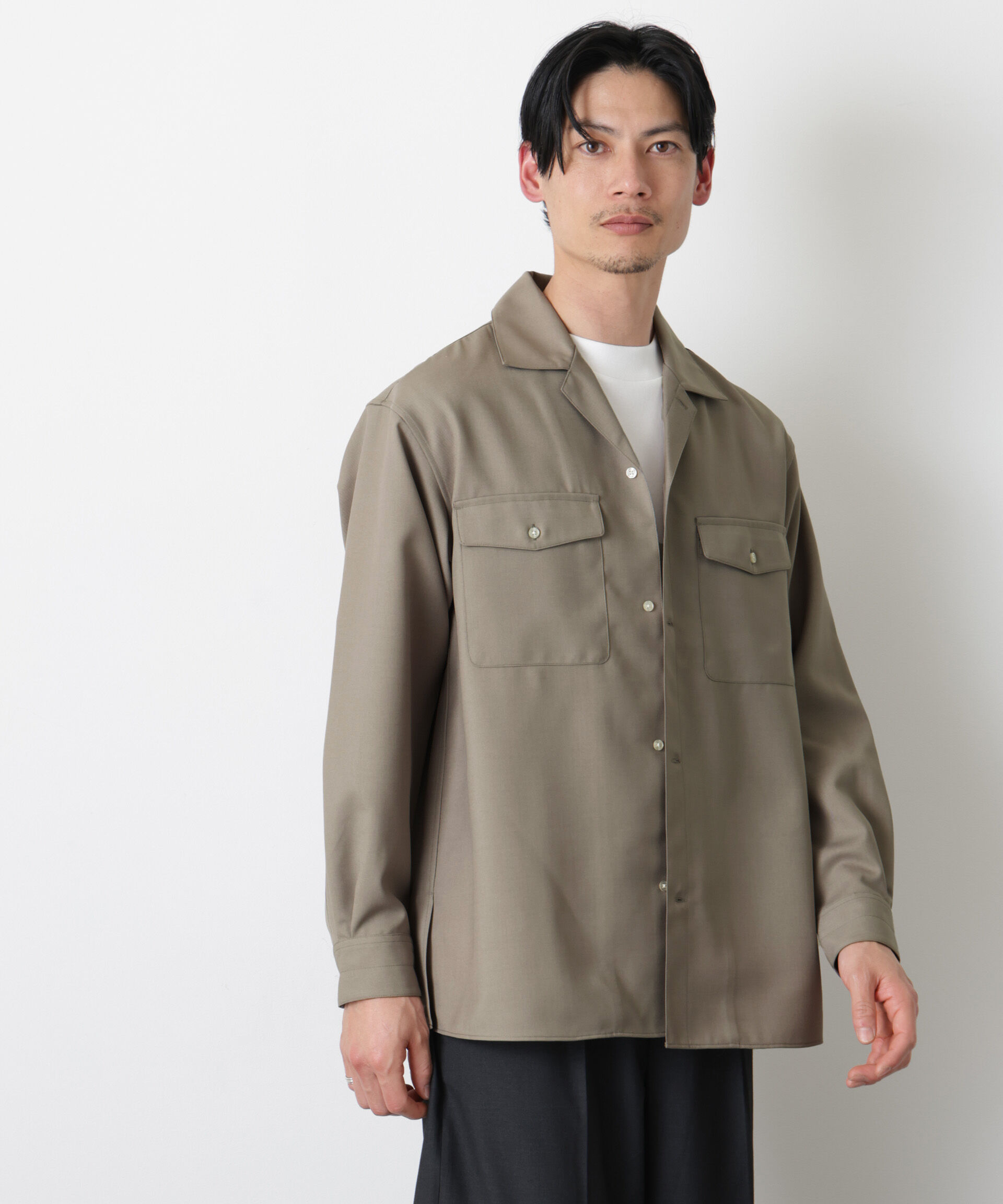 nano･universe「｢Gavante｣ ドライギャバオープンカラーシャツ」|シャツ・ブラウス|