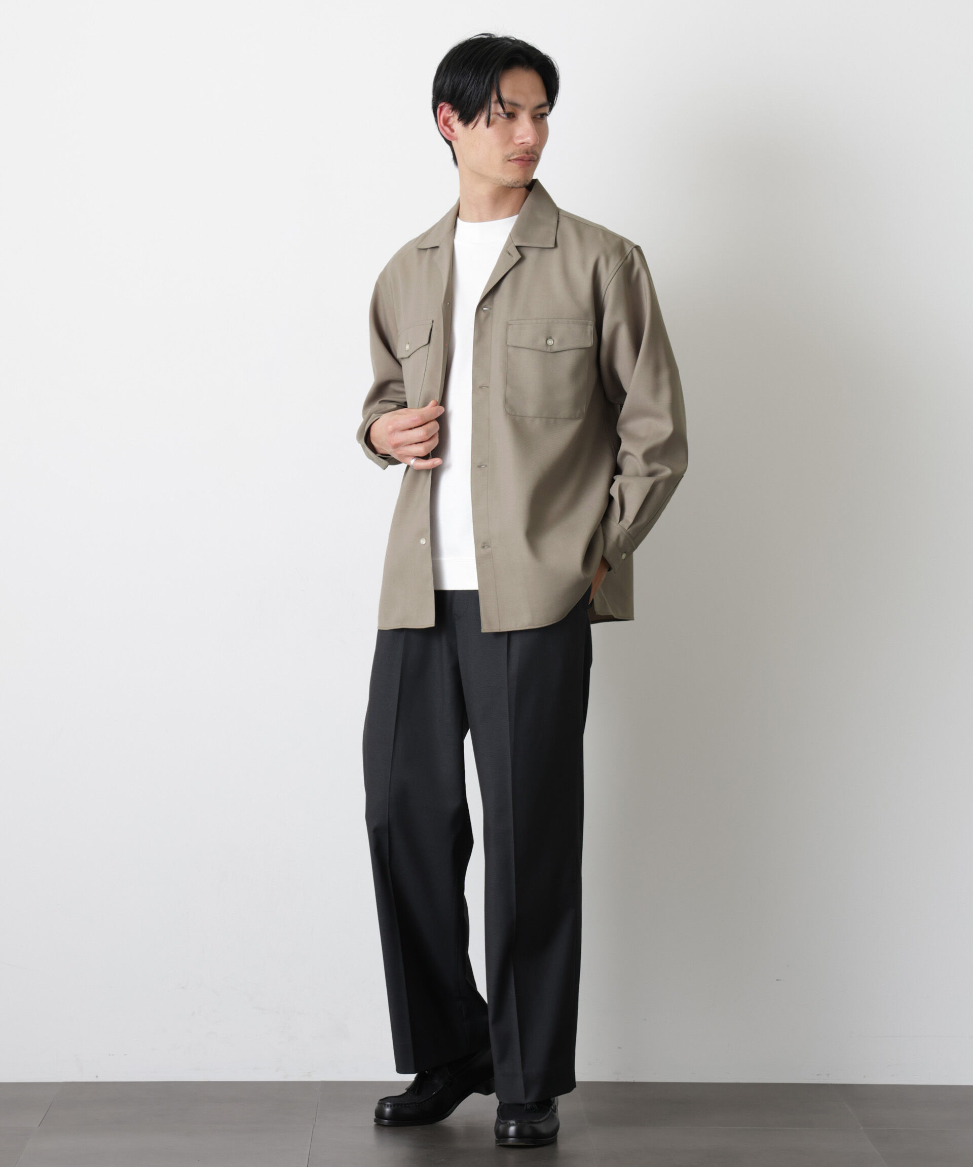 nano･universe「｢Gavante｣ ドライギャバオープンカラーシャツ」|シャツ・ブラウス|