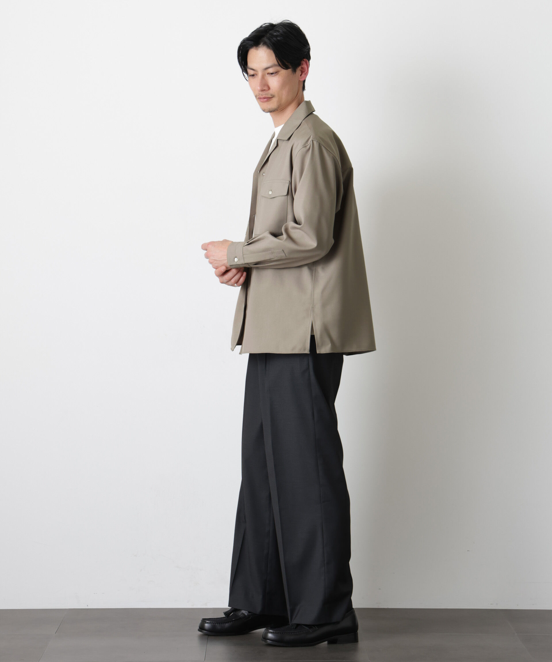 nano･universe「｢Gavante｣ ドライギャバオープンカラーシャツ」|シャツ・ブラウス|