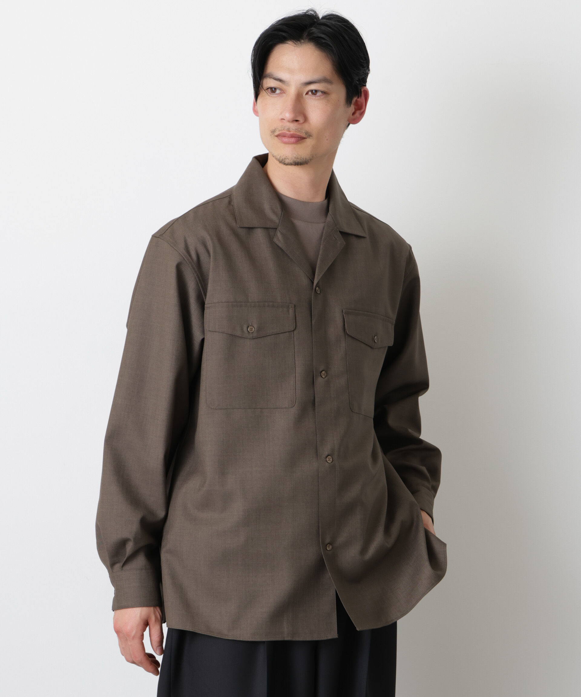 nano･universe「｢Gavante｣ ドライギャバオープンカラーシャツ」|シャツ・ブラウス|