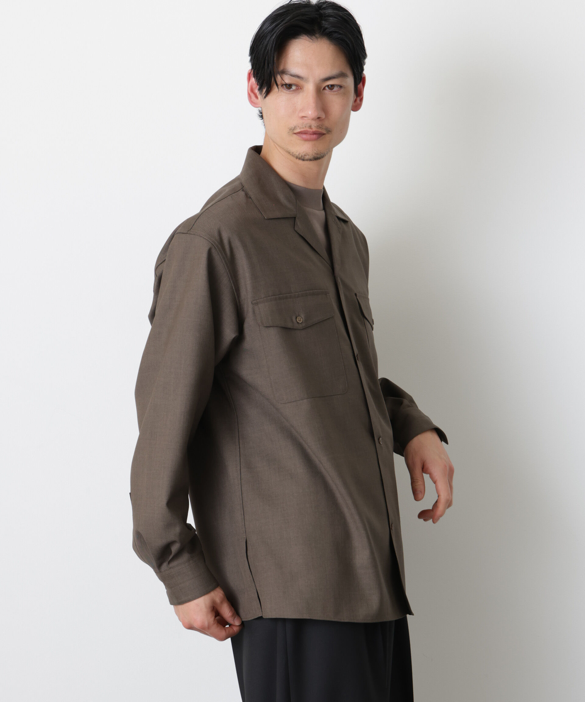 nano･universe「｢Gavante｣ ドライギャバオープンカラーシャツ」|シャツ・ブラウス|