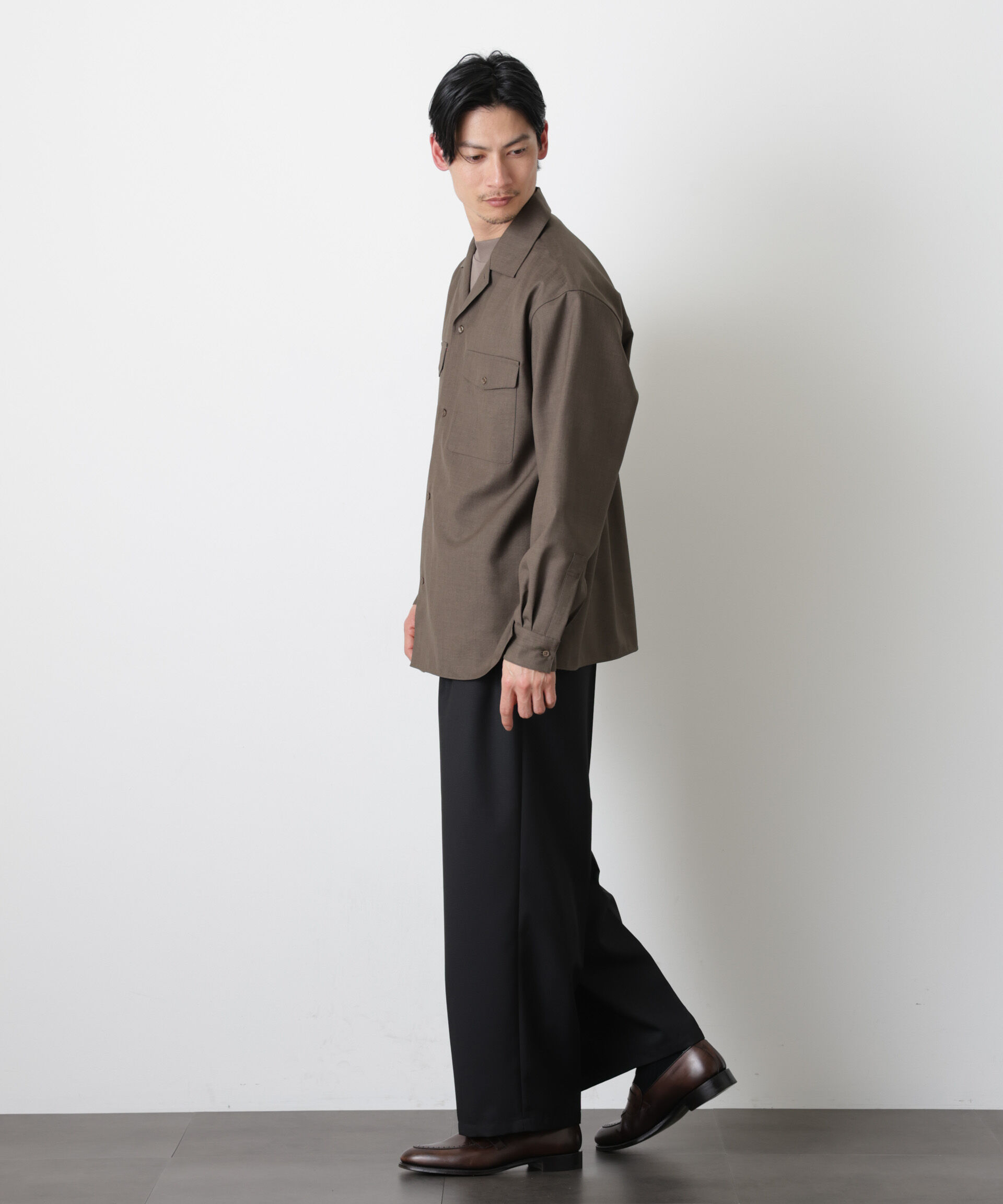 nano･universe「｢Gavante｣ ドライギャバオープンカラーシャツ」|シャツ・ブラウス|