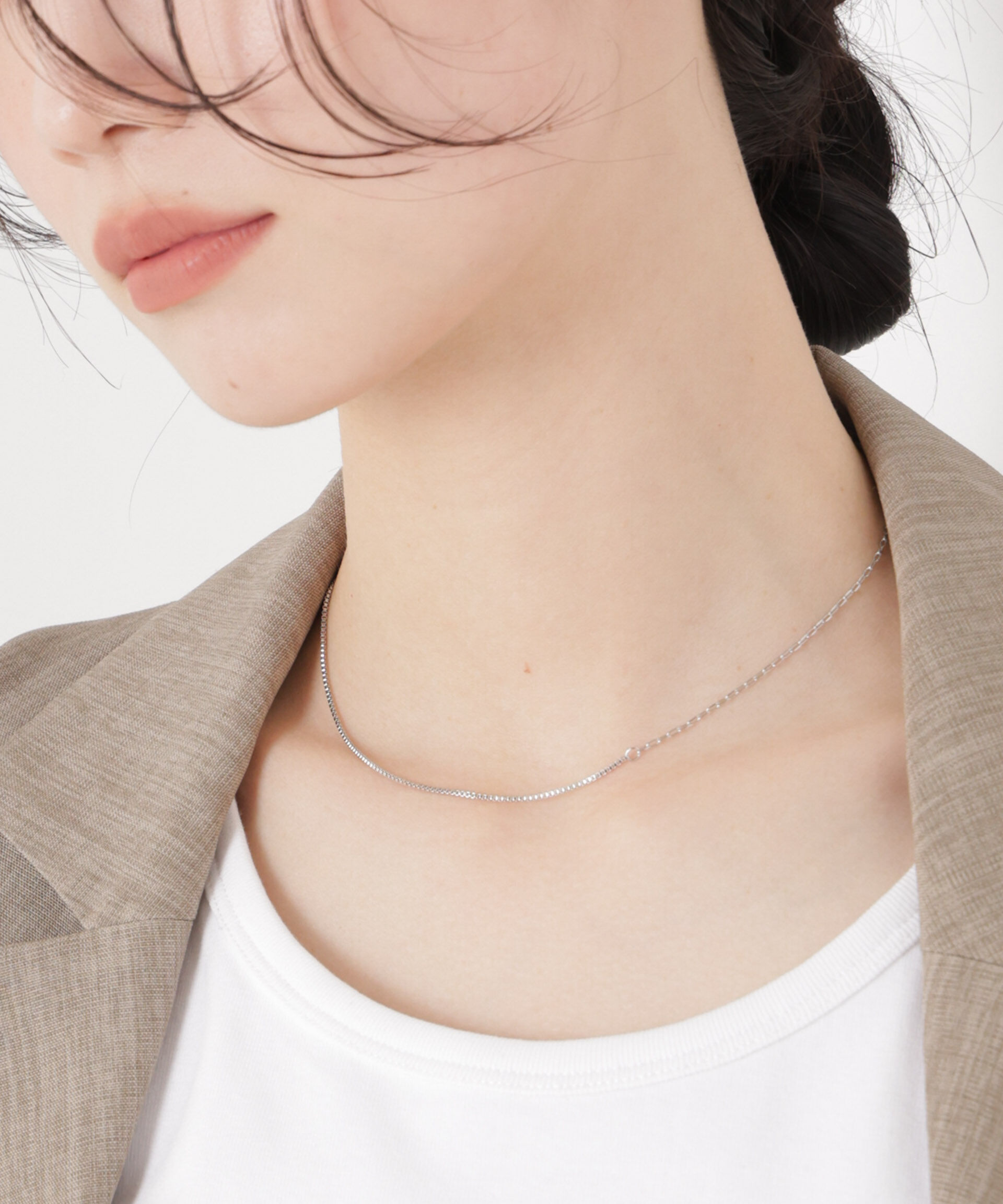 nano･universe「コンビチェーンデザインネックレス長さ38cm」|ネックレス|シルバー