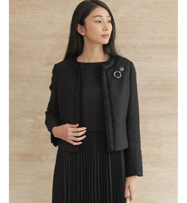 組曲「【KUMIKYOKU NAVY】ラメループモールツイード ジャケット」|ノーカラージャケット|