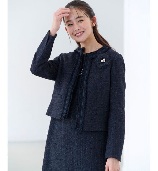 組曲「【KUMIKYOKU NAVY】ラメループモールツイード ジャケット」|ノーカラージャケット|