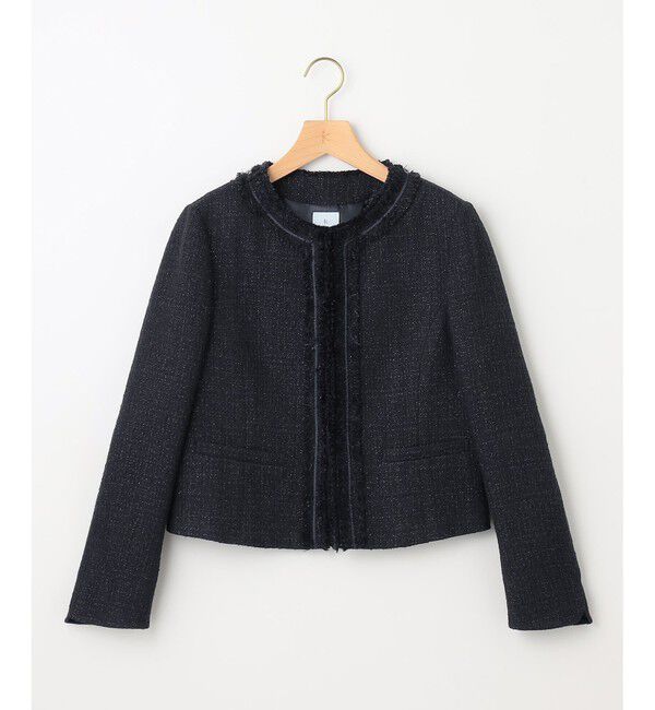 組曲「【KUMIKYOKU NAVY】ラメループモールツイード ジャケット」|ノーカラージャケット|