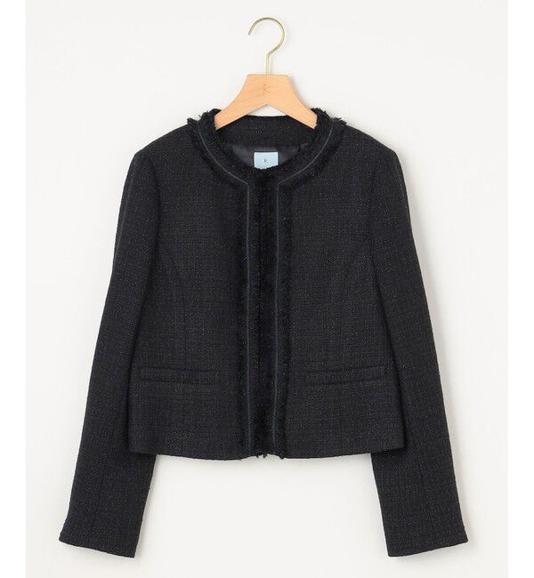 組曲「【KUMIKYOKU NAVY】ラメループモールツイード ジャケット」|ノーカラージャケット|