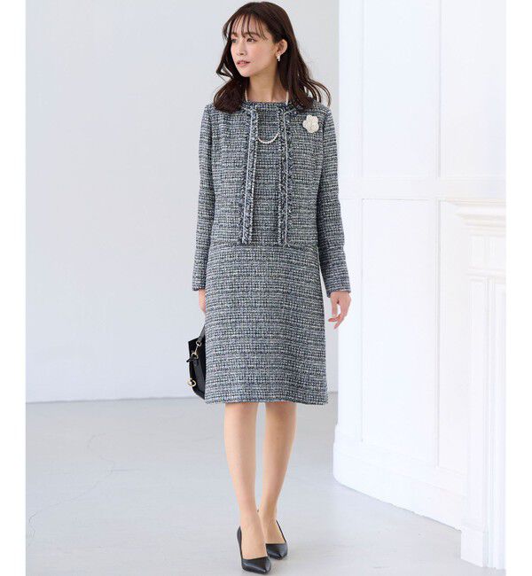 組曲「【KUMIKYOKU NAVY】ラメループモールツイード ジャケット」|ノーカラージャケット|