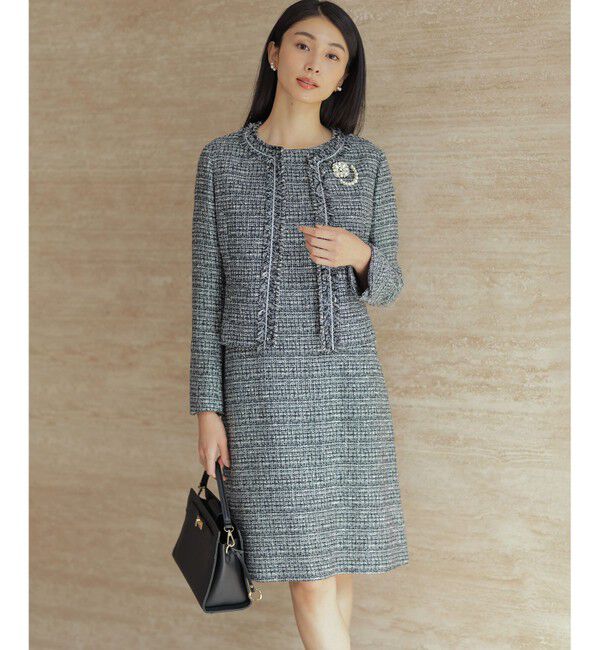 組曲「【KUMIKYOKU NAVY】ラメループモールツイード ジャケット」|ノーカラージャケット|