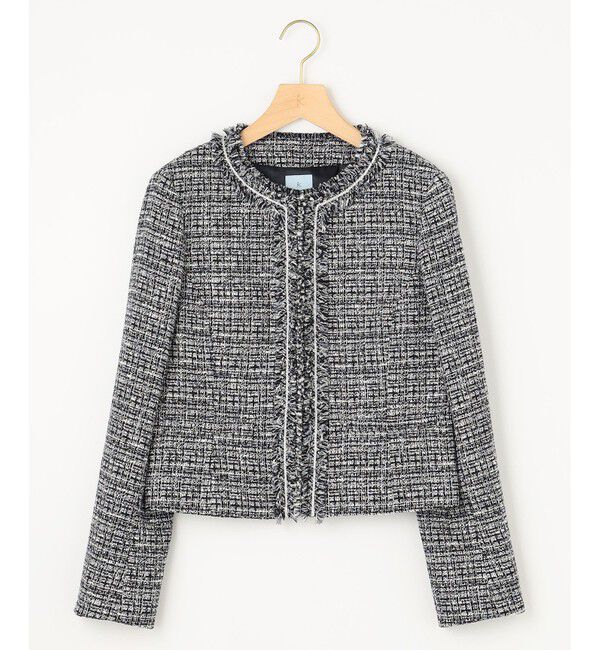 組曲「【KUMIKYOKU NAVY】ラメループモールツイード ジャケット」|ノーカラージャケット|