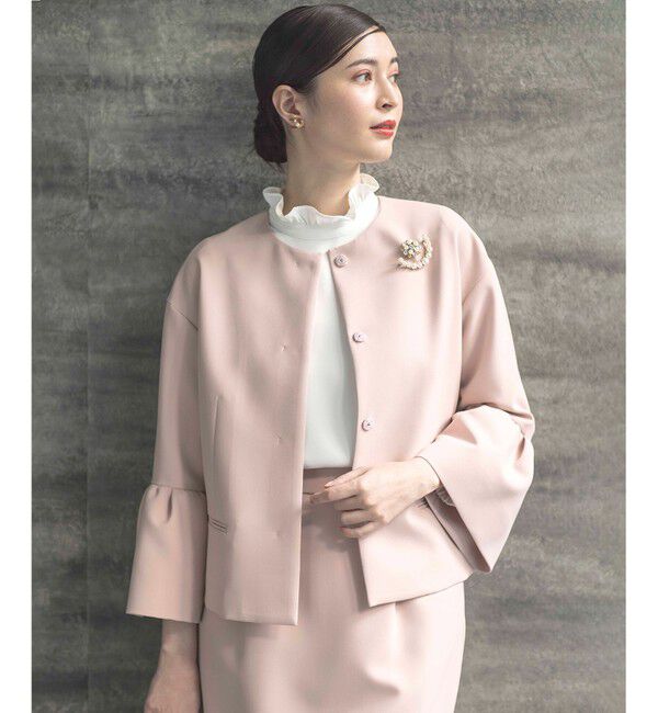 組曲「【KUMIKYOKU NAVY】コンフォータブルドレープ ジャケット」|ノーカラージャケット|