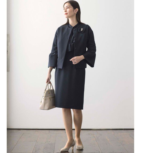 組曲「【KUMIKYOKU NAVY】コンフォータブルドレープ ジャケット」|ノーカラージャケット|