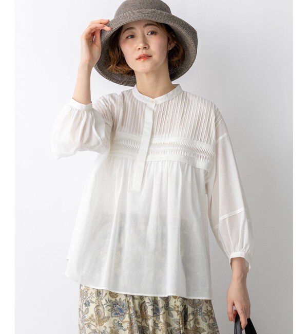 23区「コットンボイル ピンタック ブラウス」|シャツ・ブラウス|ホワイト系