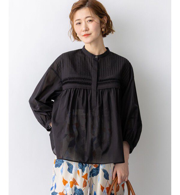 23区「コットンボイル ピンタック ブラウス」|シャツ・ブラウス|ブラック系