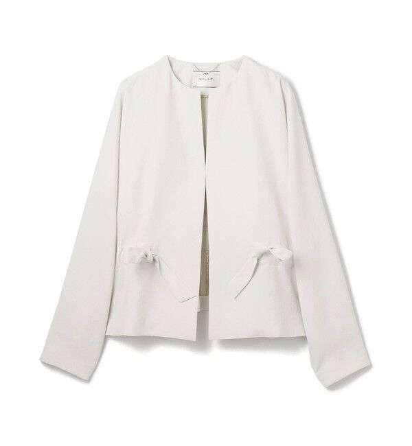 BEIGE,「【洗える・VERY掲載】PORDIC / ドロスト付きノーカラージャケット」|ノーカラージャケット|