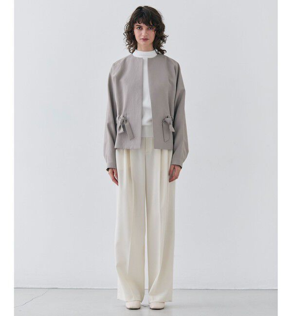 BEIGE,「【洗える・VERY掲載】PORDIC / ドロスト付きノーカラージャケット」|ノーカラージャケット|