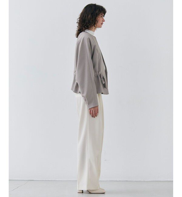 BEIGE,「【洗える・VERY掲載】PORDIC / ドロスト付きノーカラージャケット」|ノーカラージャケット|