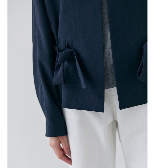 BEIGE,「【洗える・VERY掲載】PORDIC / ドロスト付きノーカラージャケット」|ノーカラージャケット|