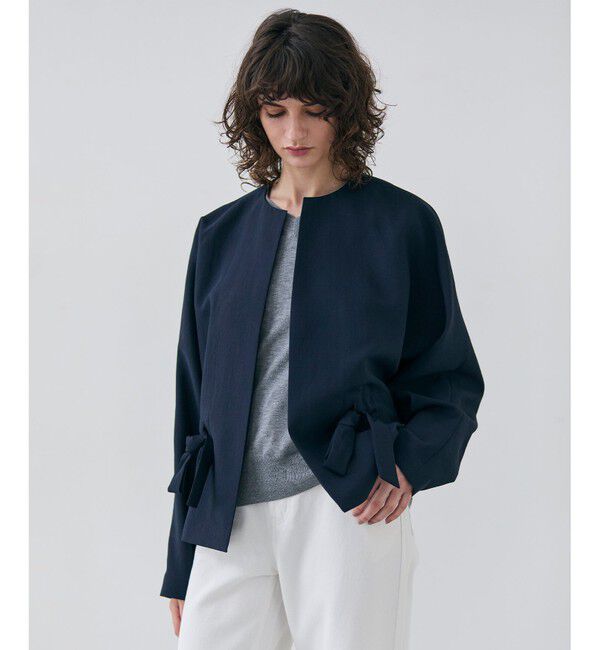 BEIGE,「【洗える・VERY掲載】PORDIC / ドロスト付きノーカラージャケット」|ノーカラージャケット|