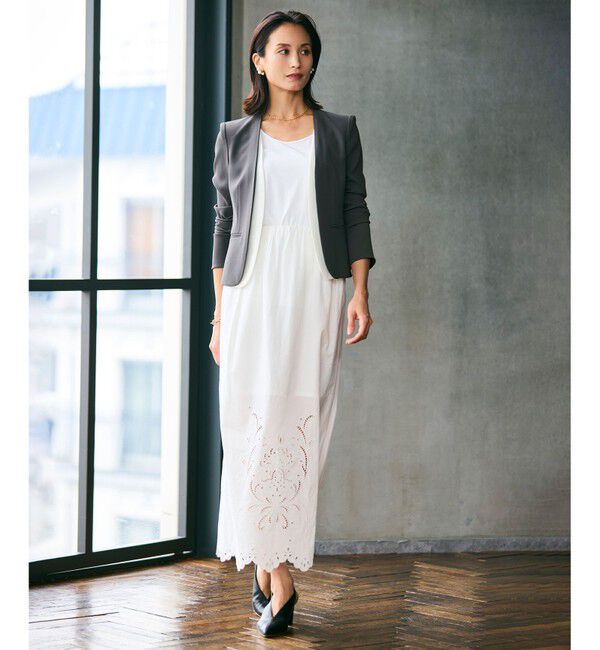 BEIGE,「【洗える・VERY NaVY 11月号掲載】CINDY / ダブルカラージャケット」|ノーカラージャケット|