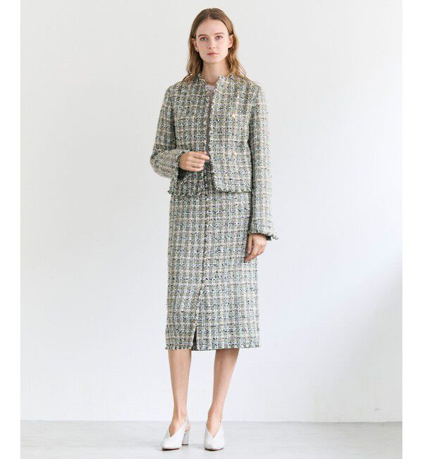 BEIGE,「【Precious掲載】BERYL / ファンシーツイードノーカラージャケット」|ノーカラージャケット|